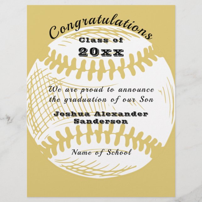 En-tête De Lettre Classe de Faire-part d'études de baseball (Devant)