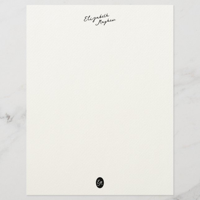 En-tête De Lettre Classic Handwritten Name Monogram Letterhead (Devant)