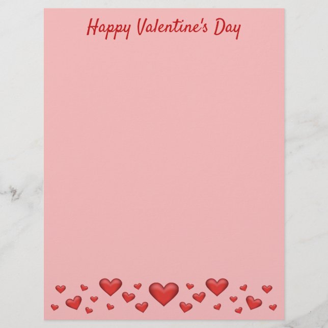 En-tête De Lettre Cœurs rouges de la Saint-Valentin & Texte personna (Devant)