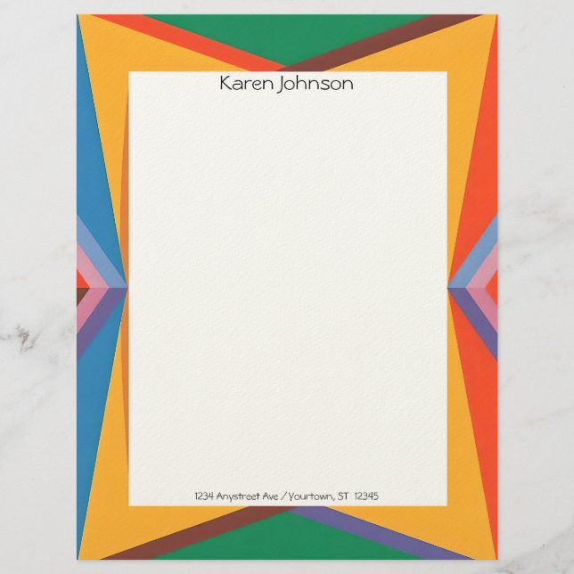 En-tête De Lettre Colorful Geometric Border Stationery Paper (Devant)