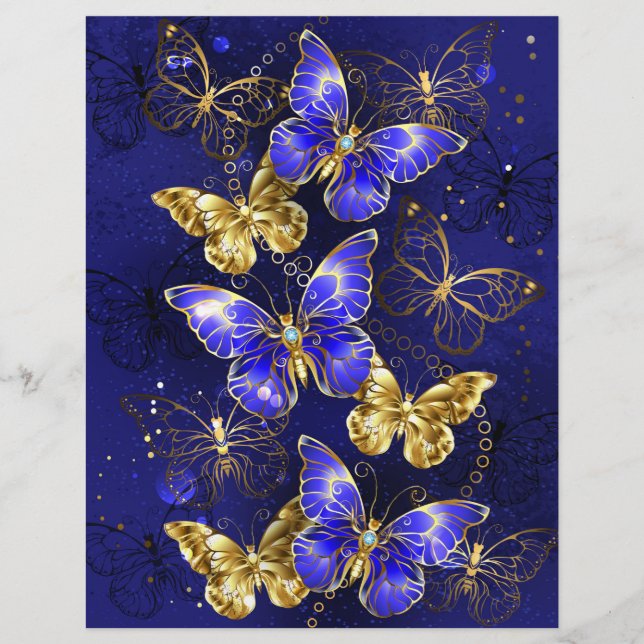 En-tête De Lettre Composition avec papillons Sapphire (Devant)