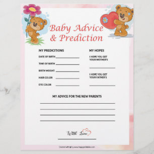 En-tête De Lettre Conseils et prédiction pour bébé [Nounours]