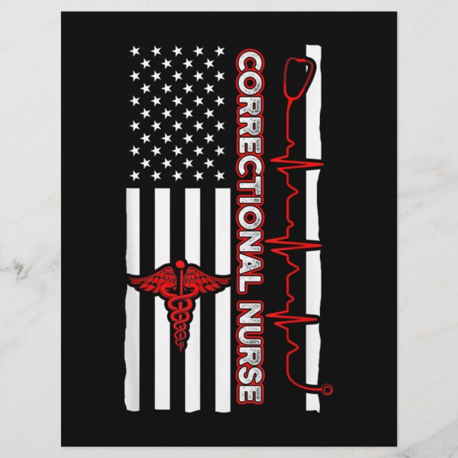 En-tête De Lettre Correctional Nurse USA Flag Nursing RN (Devant)