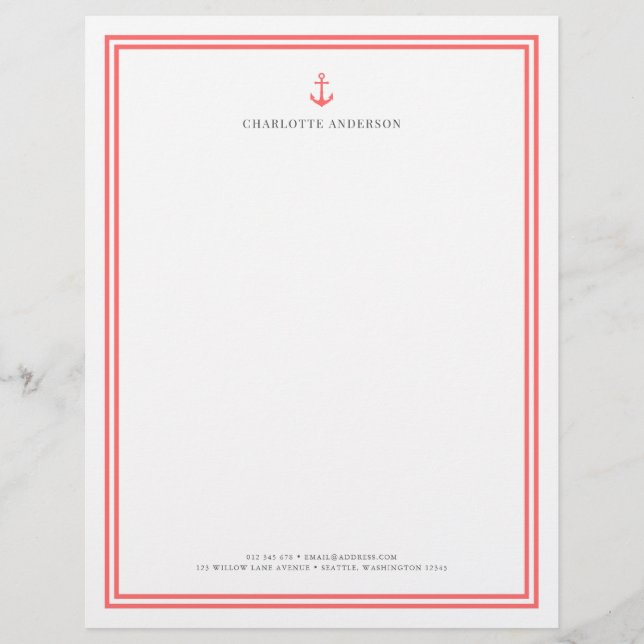 En-tête De Lettre Couleur personnalisée Ancre classique moderne pers (Devant)