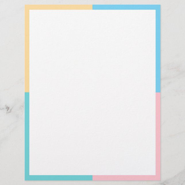 En-tête De Lettre Couleur personnalisée Bleu Modèle rose jaune (Devant)