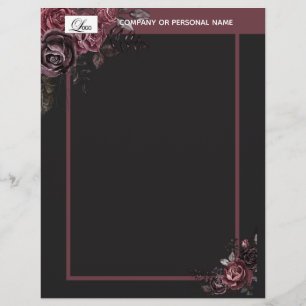 En-tête De Lettre Création florale de rose noire romantique élégante