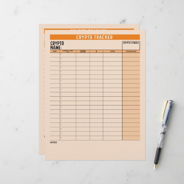 En-tête De Lettre Crypto Asset Tracker avec solde de pièce, transfer (Devant/Arrière en situation)