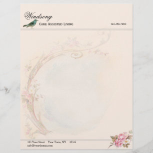 En-tête De Lettre Customisable Affaires vintages de rose de rose et de mariage de