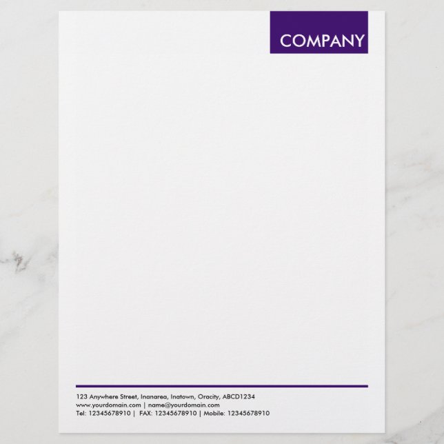En-tête De Lettre Customisable Balise supérieure - Violet profond (Devant)
