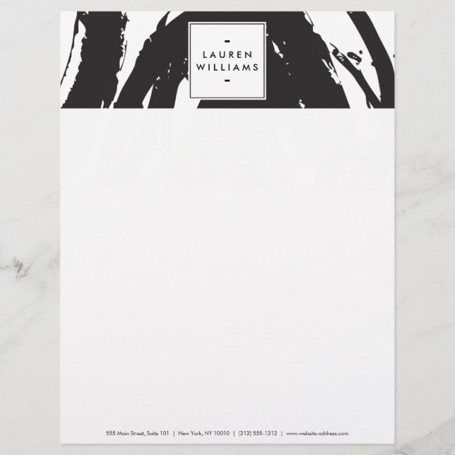 En-tête De Lettre Customisable Brochures noir et blanc élégant et Abstrait (Devant)