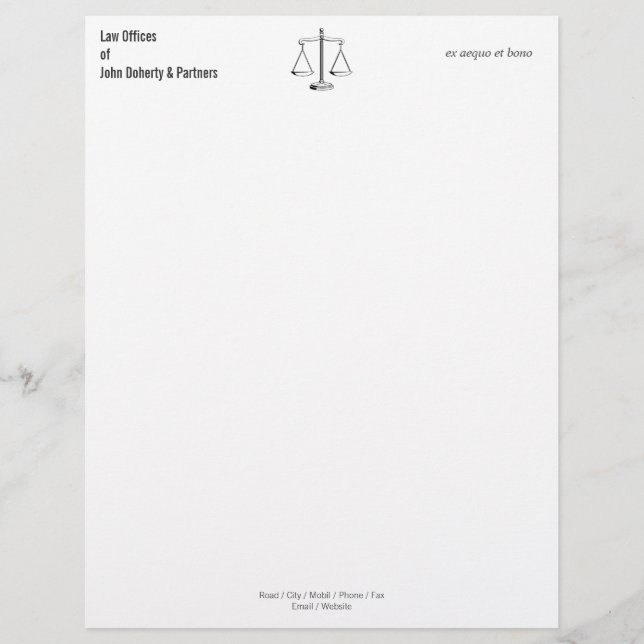 En-tête De Lettre Customisable Chic élégant des CABINETS JURIDIQUES | (Devant)