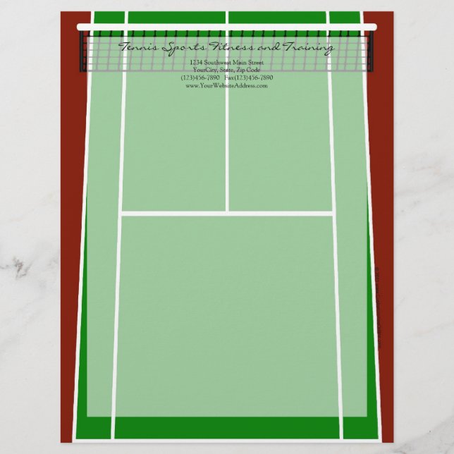 En-tête De Lettre Customisable Conception d'un court de tennis vert (Devant)