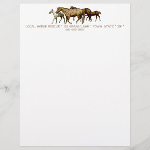En-tête De Lettre Customisable Dessin de juments et de poulains