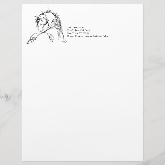 En-tête De Lettre Customisable Dessin de la tête d'un cheval d'art (Devant)