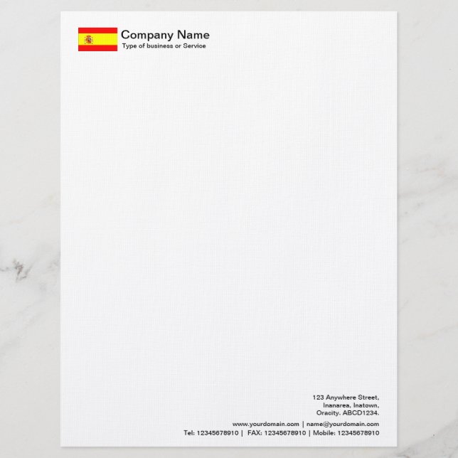 En-tête De Lettre Customisable Drapeaux - Espagne (Devant)