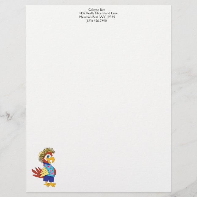 En-tête De Lettre Customisable En-tête personnalisé "Island Parrot" (Devant)