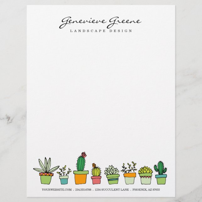 En-tête De Lettre Customisable En-tête Succulent Garden (Devant)