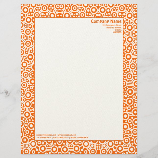 En-tête De Lettre Customisable ET Circuity - Orange (sur papier "Felt") (Devant)