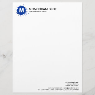 En-tête De Lettre Customisable Fente Monogramme - Marine