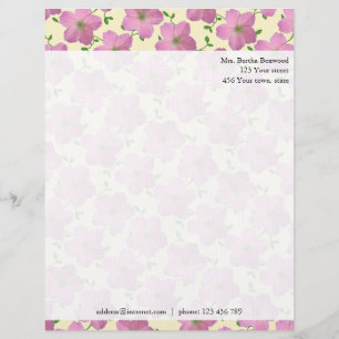 En-tête De Lettre Customisable Floral Pink Garden Flowers Photo Adresse personnal