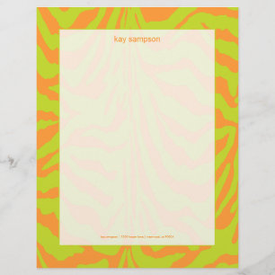 En-tête De Lettre Customisable Impression zébrée, couleurs rétro citron vert + or
