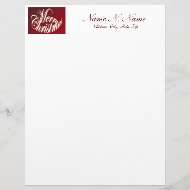 En-tête De Lettre Customisable Joyeux Noël en Rouge (Devant)