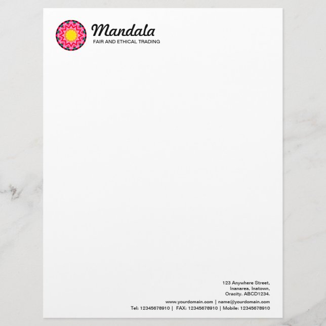 En-tête De Lettre Customisable Kaleidoscopic Mandala 06 (Devant)