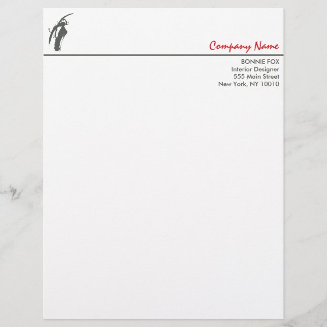 EN-TÊTE DE LETTRE CUSTOMISABLE LETTRE GRISE BRUSHSTROKE (Devant)