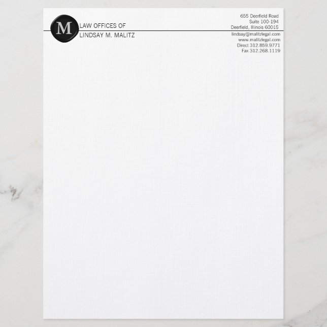 En-tête De Lettre Customisable monogramme en-têtes (Devant)