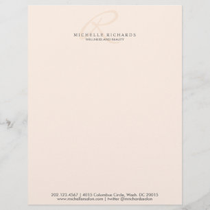 En-tête De Lettre Customisable Monogramme minimaliste épicé rose Whisper