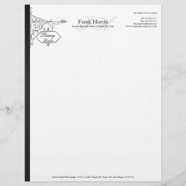 En-tête De Lettre Customisable Tête de lettre professionnelle Realtor personnalis (Devant)
