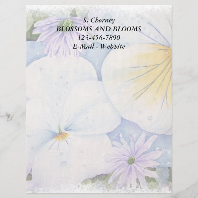 EN-TÊTE DE LETTRE CUSTOMISABLE TÊTE LETTERHEAD PERSONNALISABLE DE PANSIERS BLANCS (Devant)