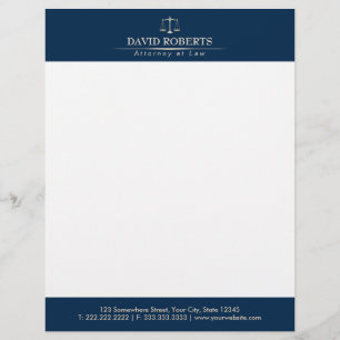 En-tête De Lettre Customisée Avocat de Law Royal Blue Gold Scale