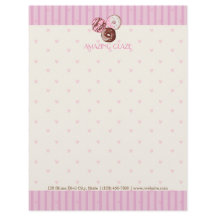 Coeurs roses Donut Shop Letterhead CUTE KAWAII