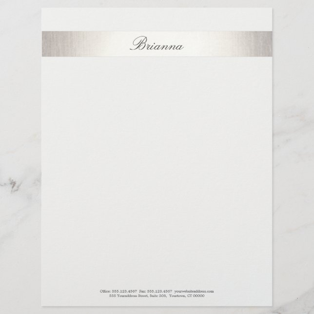 En-tête De Lettre Customisée Consultant de Mariage officiel simple Argent rayé (Devant)