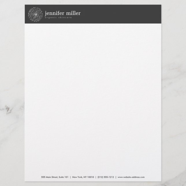 En-tête De Lettre Customisée DANDELION STARBURST LOGO en WHITE Personnalisable (Devant)