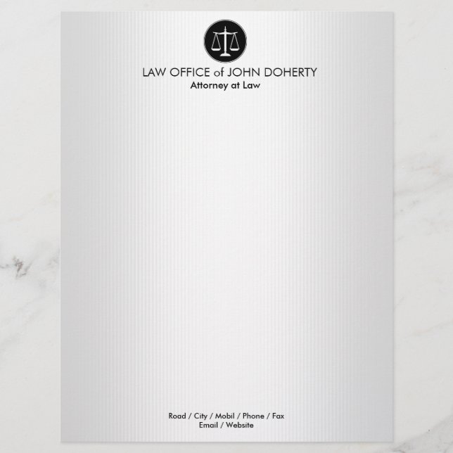 En-tête De Lettre Customisée Échelles de justice | Bureau du droit (Devant)