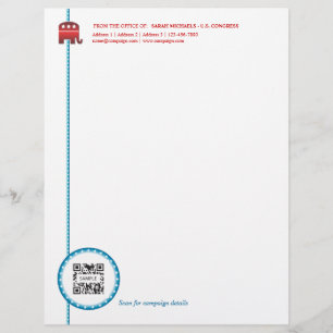 En-tête De Lettre Customisée Éléphant de républicain de modèle d'en-tête de