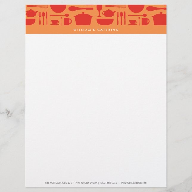 EN-TÊTE DE LETTRE CUSTOMISÉE EN-TÊTE CUISINE ROUGE ET ORANGE (Devant)
