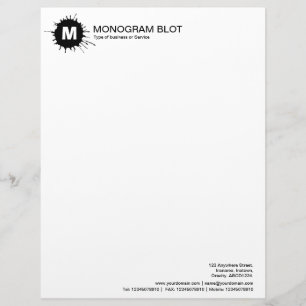 En-tête De Lettre Customisée Fente Monogramme - Noir