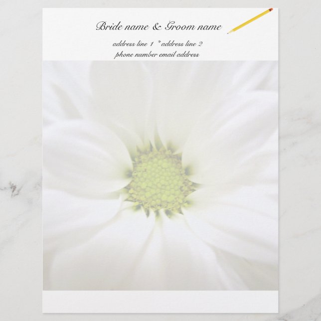 En-tête De Lettre Customisée mariage de fleur marguerite blanche (Devant)