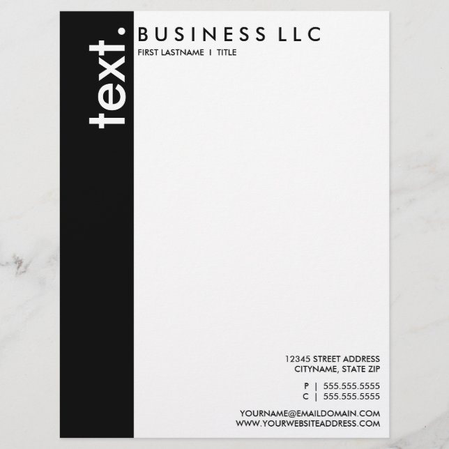 En-tête De Lettre Customisée noir et blanc simple (barre verticale) (Devant)