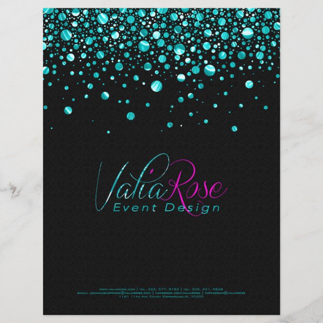 En-tête De Lettre Customisée Noir Et Métallurgique Turquoise Random Circle Desi (Devant)