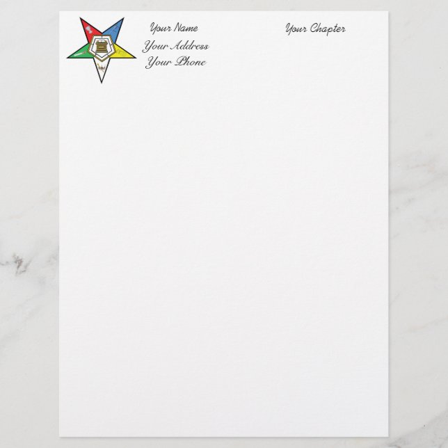 En-tête De Lettre Customisée Papeterie d'étoile d'OES (Devant)