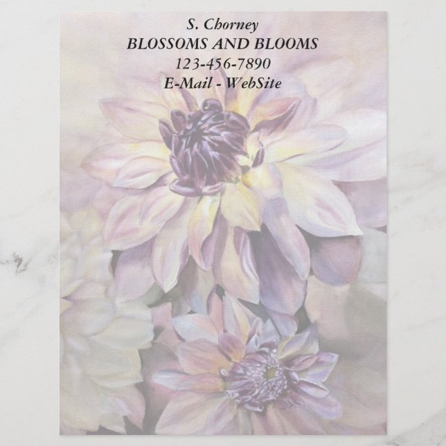 EN-TÊTE DE LETTRE CUSTOMISÉE POURPULAIRE ET JAUNE DAHLIAS EN-TÊTE PERSONNALISAB (Devant)