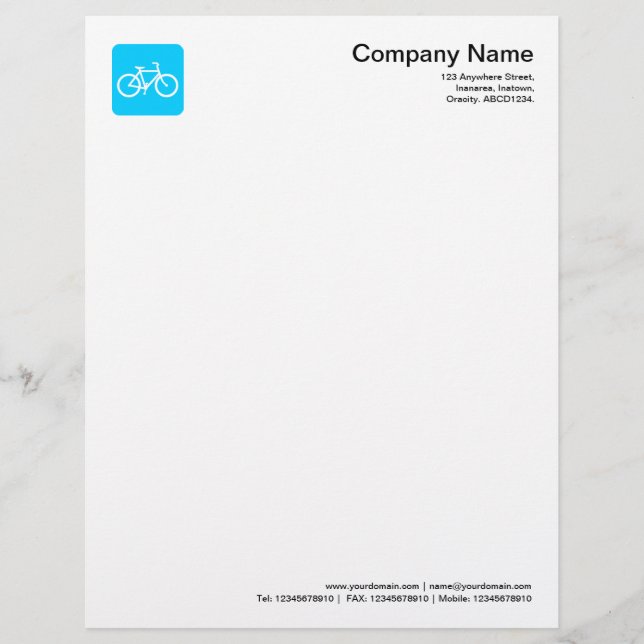 En-tête De Lettre Customisée Symbole de vélo - Sky Blue (Devant)