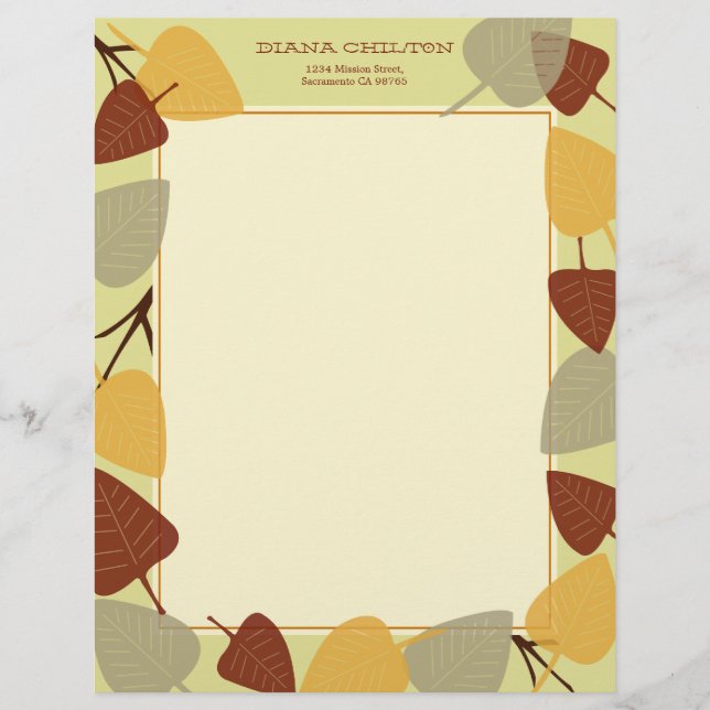 En-tête De Lettre Customisée Thème d'action de grâces d'automne feuille parsemé (Devant)
