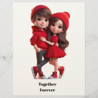 En-tête De Lettre Cute Romantic Couple Card – A Happy Valentine
