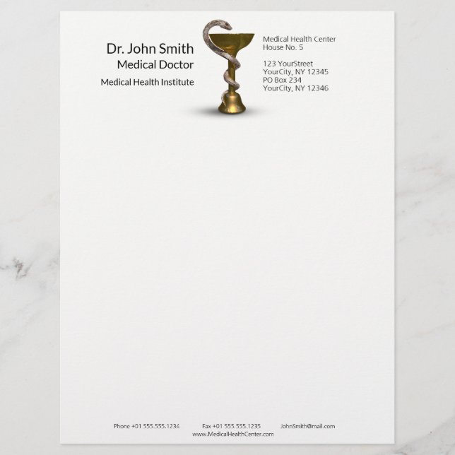 En-tête De Lettre Cuvette de serpent de bronze Hygiée Médicale Caduc (Devant)