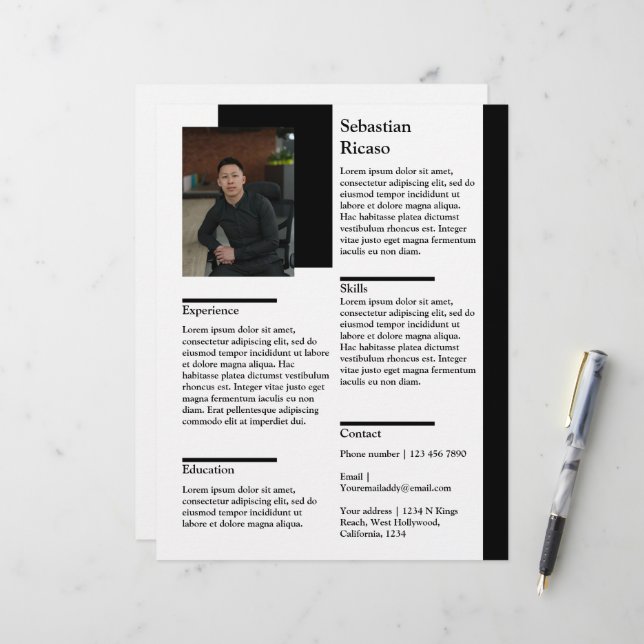 En-tête De Lettre CV personnalisé avec modèle photo (Devant/Arrière en situation)